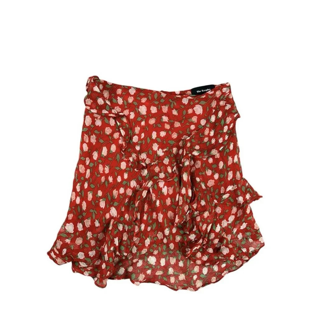 The Kooples Red Floral Mini Skirt Size 1 Women’s Small